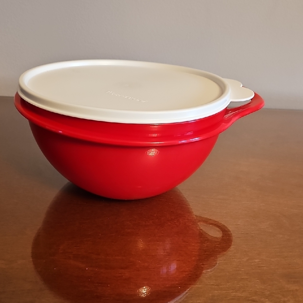 Tupperware Red and White Food Storage Bowl